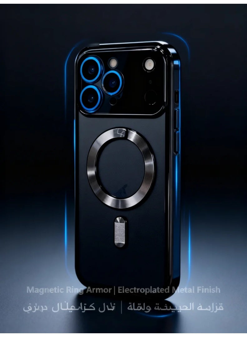 وبوت جي سي سي جراب مغناطيسي لهاتف آيفون 17 برو ماكس بتصميم شفاف مع إطار مطلي كهربائيًا باللون الأسود، غطاء TPU ناعم مقاوم للصدمات، حماية مدمجة لعدسة الكاميرا، حلقة مغناطيسية قوية متوافقة مع الشحن المغناطيسي، جراب حماية مانع للسقوط بتغطية كاملة ولمسة سوداء فاخرة - Image 1